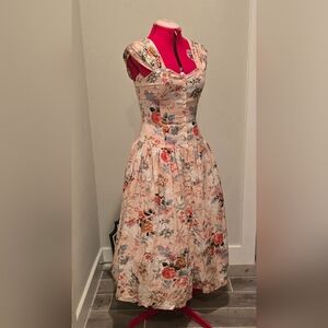 Regancy Fairycore Floral Button-Down Midi Dress